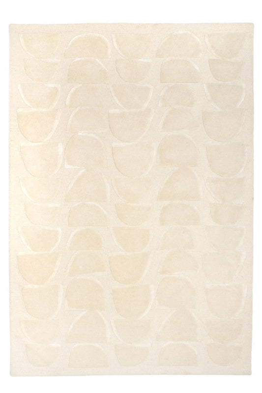 Beige textured rug with wavy patterns