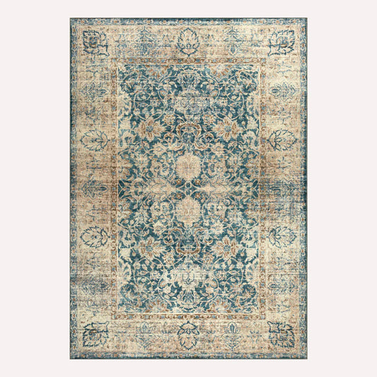 Decorative rug with floral pattern on a plain background