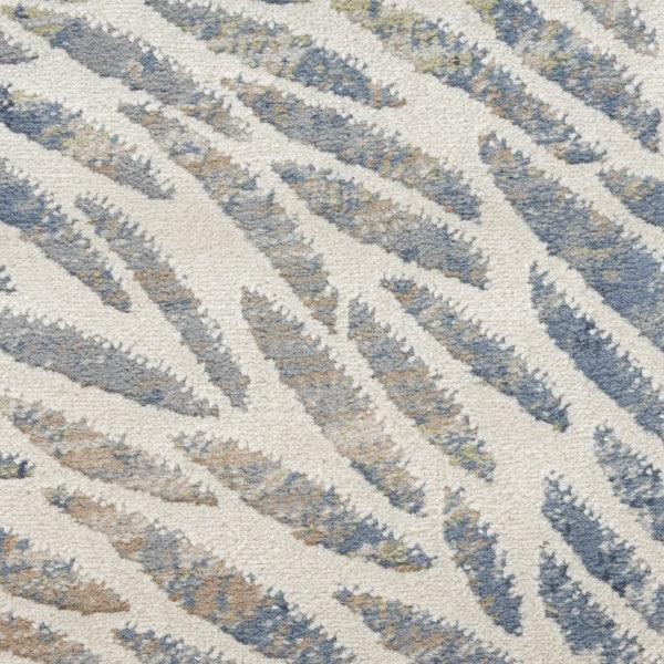 Close-up of a textured rug with geometric pattern