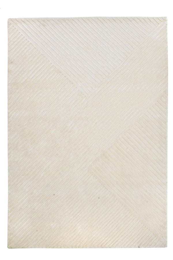 Beige rug with a subtle pattern on a plain background