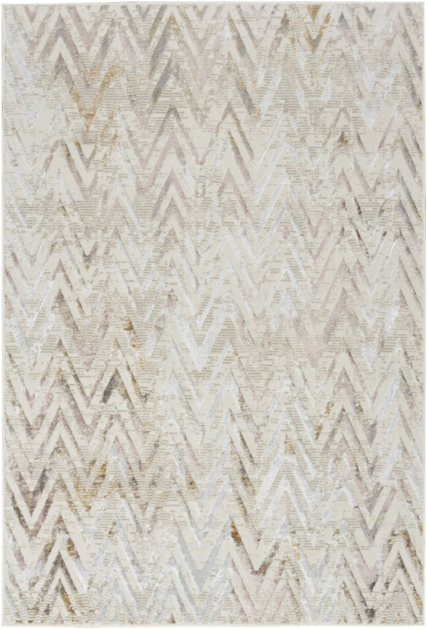 Textured area rug with geometric pattern on a white background