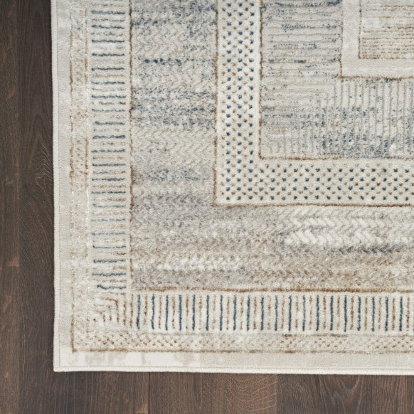 Patterned rug on a wooden floor