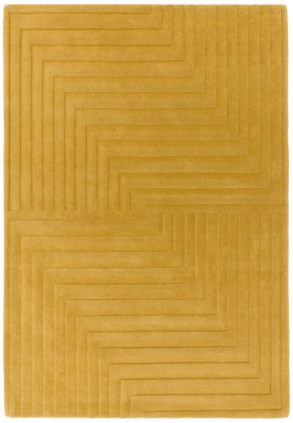 Asiatic Contemporary Plains Rug in mustard yellow with geometric zigzag pattern design