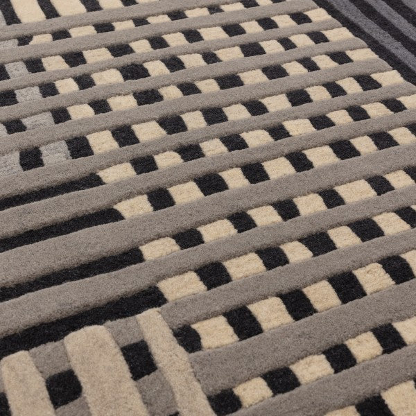 Asiatic Aspect Contemporary Designer Rug with luxury textured geometric pattern in neutral shades