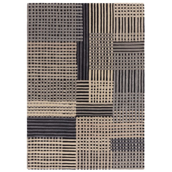 Asiatic luxury Aspect Contemporary Designer Rug with geometric grid pattern in neutral tones
