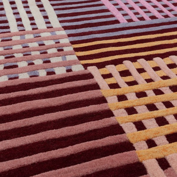 Asiatic luxury Aspect Contemporary Designer Rug with multicolour geometric striped pattern