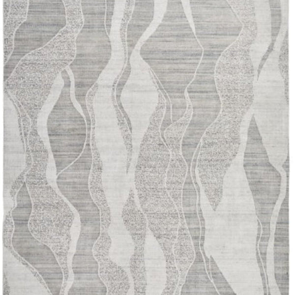 Concept Looms Dune Rug luxury area rug with abstract wavy pattern in neutral grey and white tones