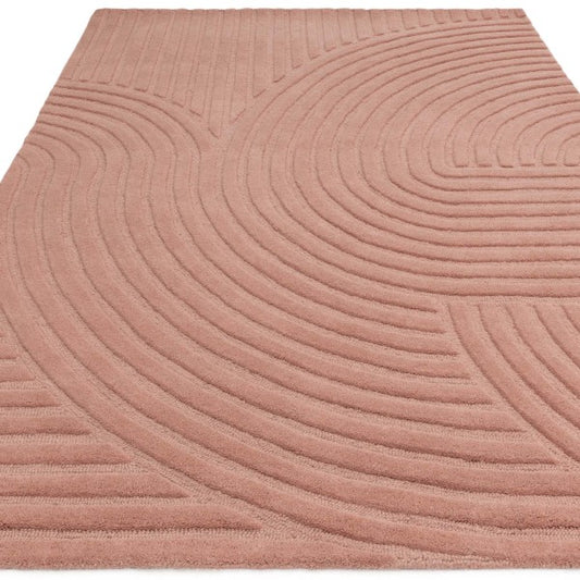 Asiatic luxury rug from Contemporary Plains Collection - Hague in soft pink with geometric raised pattern