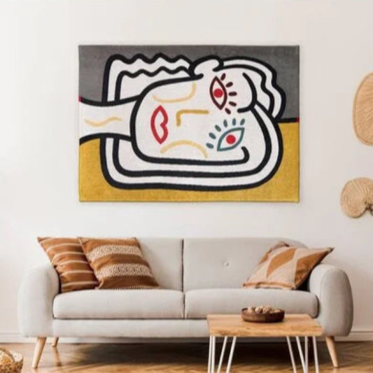 Louis De Poortere Dora and Graffito rug with abstract art design in living room setting