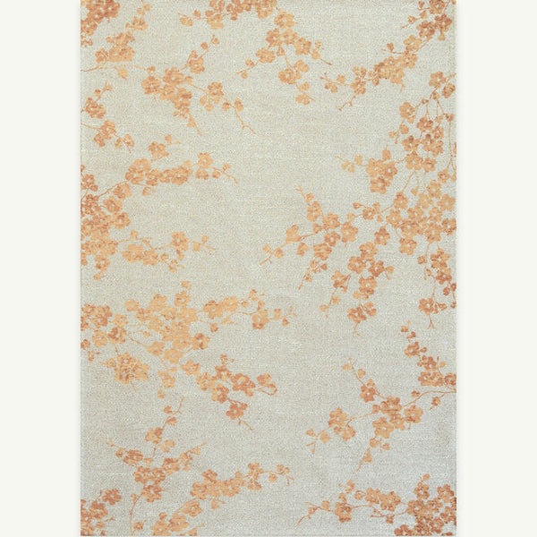Luxury Louis De Poortere Sakura rug with delicate peach floral patterns on a soft beige background