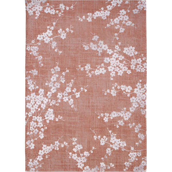 Louis De Poortere Sakura rug luxury design with soft pink background and delicate white floral pattern