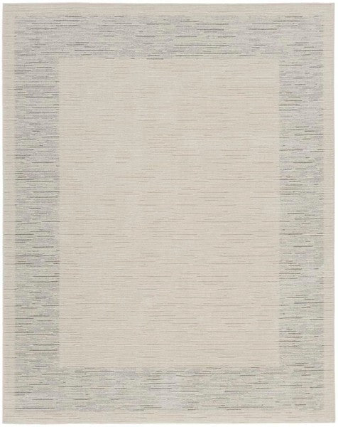 Luxury beige and grey patterned rug from the Nourison Andes Rug Collection with textured border design