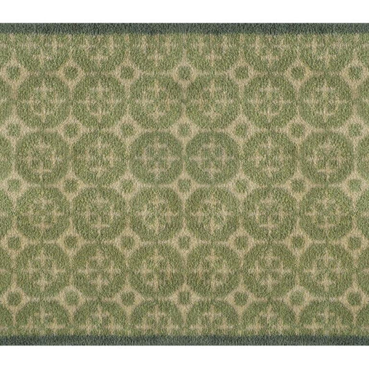 Turtle Mats Parterre Design Door Mat with green and beige geometric pattern and dark border