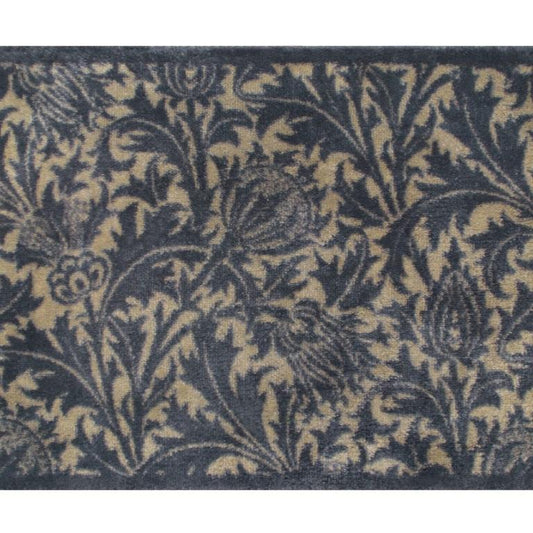 Turtle Mats Thistle Design indoor Mat featuring detailed grey floral patterns on a beige background