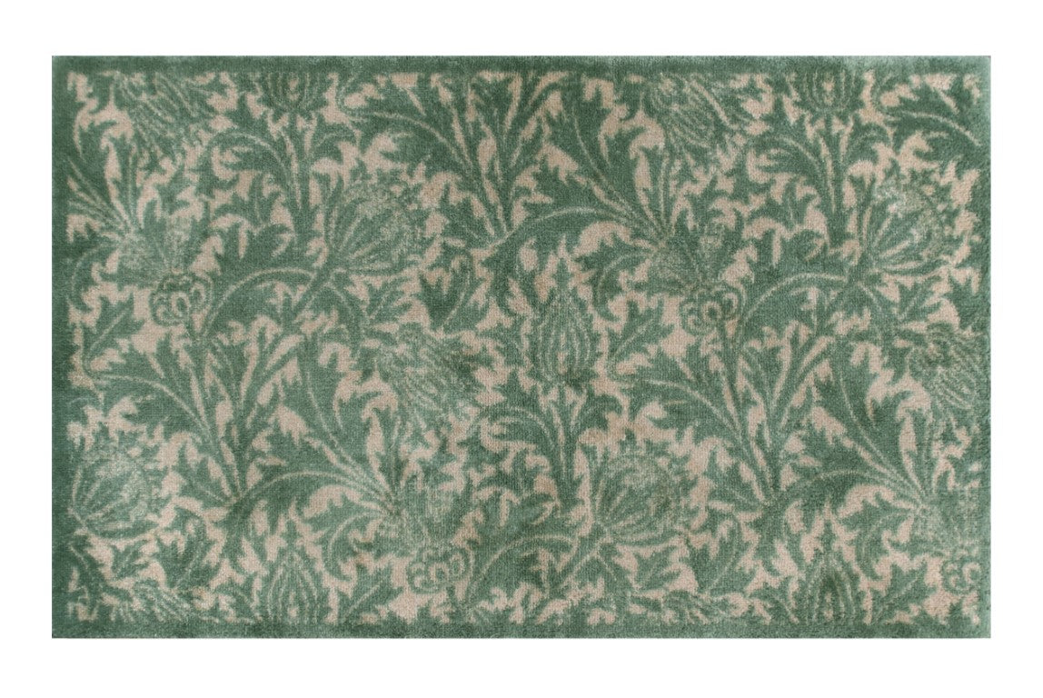 Turtle Mats Thistle Design indoor Mat with green and beige floral thistle pattern floor mat