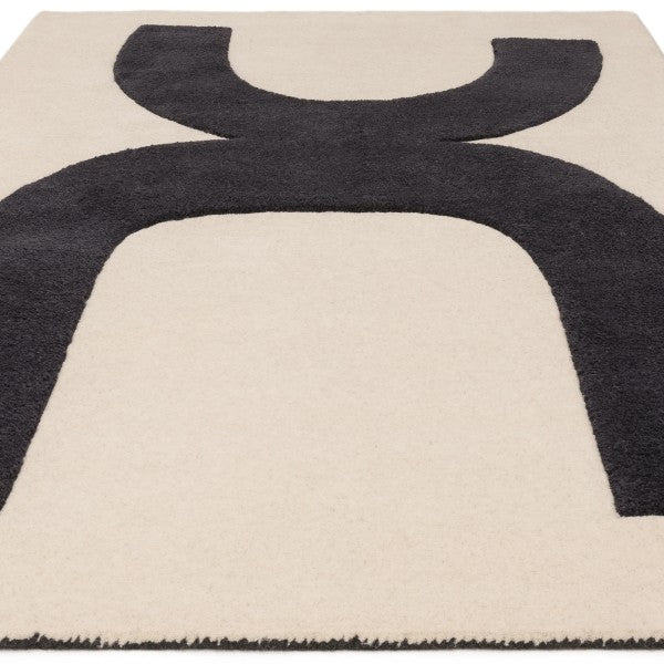 Luxury Asiatic rug featuring a black and white Contemporary Design Canvas Rug with bold abstract pattern