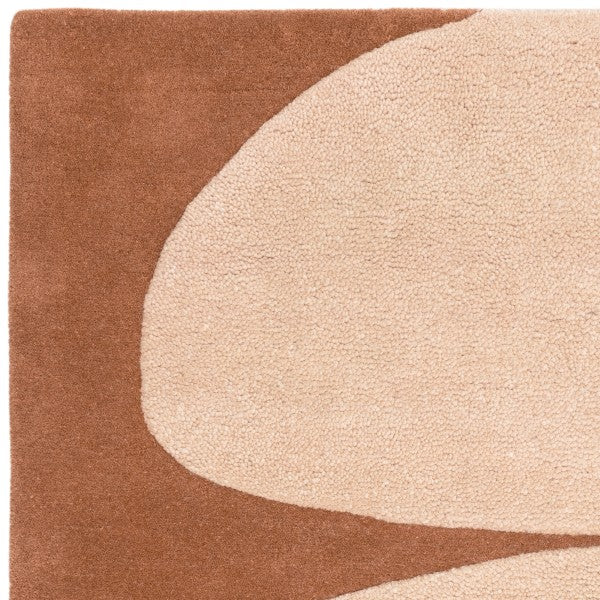 Asiatic luxury rug featuring a contemporary design canvas rug in beige and brown abstract shapes