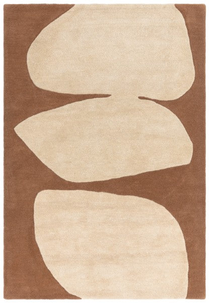 Asiatic luxury rug with contemporary design canvas rug in beige and brown abstract shapes