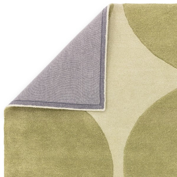 Asiatic luxury rug with green and beige geometric pattern featuring Contemporary Design Canvas Rug style