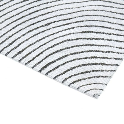 Striped fabric with black and white lines on a white background