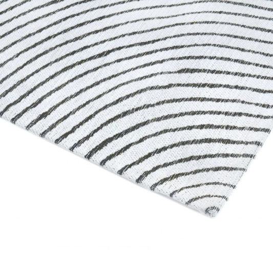 Striped fabric with black and white lines on a white background