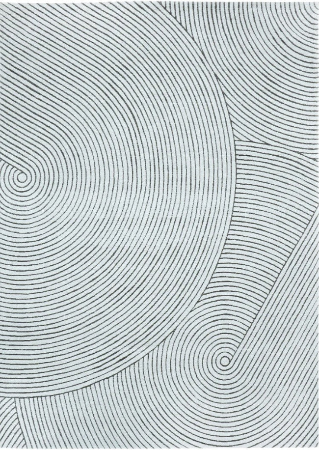 Black and white circular pattern on a textured background