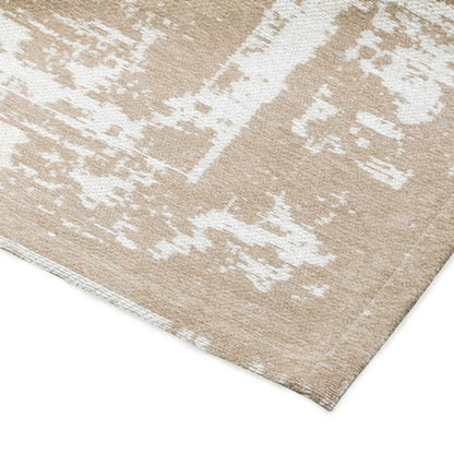 Close-up of a beige and white patterned rug on a white background