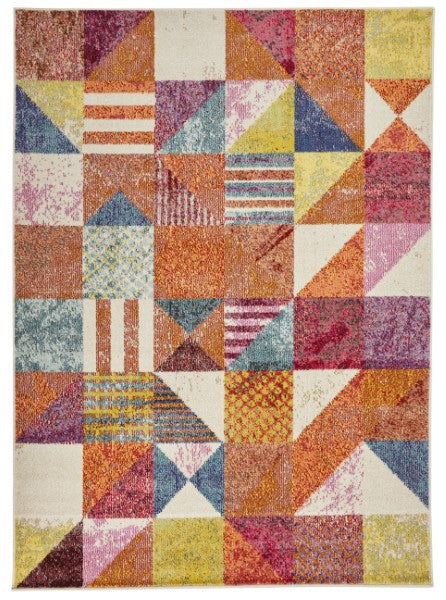 Concept Looms Carnaval Rug luxury geometric pattern with vibrant orange, pink, blue and yellow colours