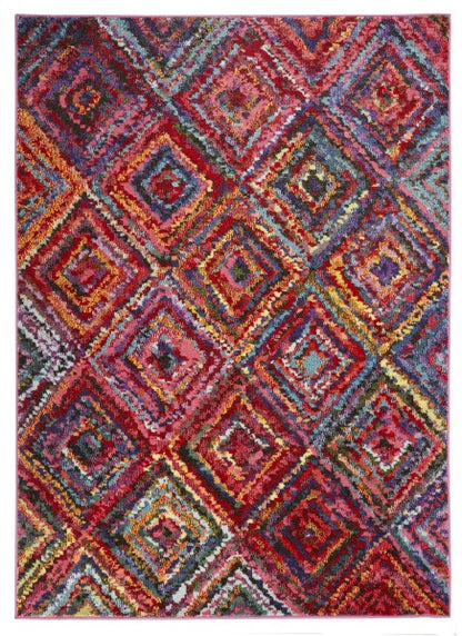 Concept Looms Carnaval Rug luxury rug with vibrant multicoloured diamond pattern and textured design