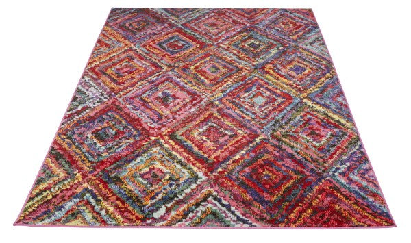 Concept Looms Carnaval Rug luxury rug with vibrant multicolored geometric diamond pattern