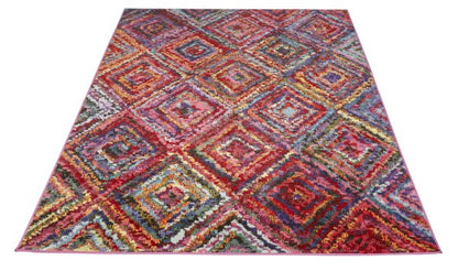 Concept Looms Carnaval Rug luxury rug with vibrant multicolored geometric diamond pattern