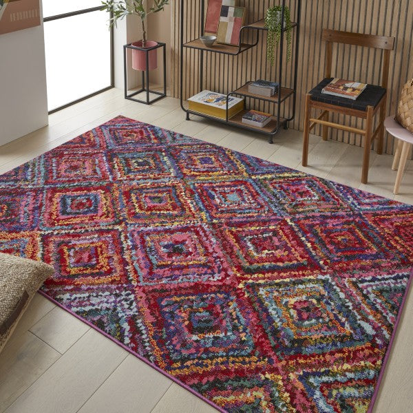 Concept Looms Carnaval Rug luxury colourful geometric patterned rug in modern living room 