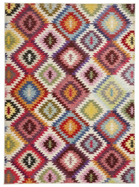 Concept Looms Carnaval Rug luxury rug with vibrant multicoloured geometric diamond patterns