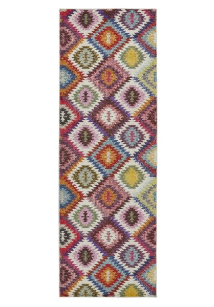 Concept Looms Carnaval Rug luxury patterned runner with vibrant multicolour diamond shapes