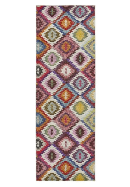 Concept Looms Carnaval Rug luxury patterned runner with vibrant multicolour diamond shapes