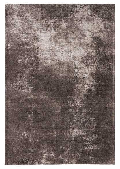 Textured area rug with a dark brown and gray pattern on a white background