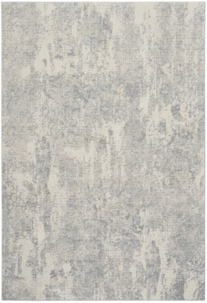 Textured gray and beige area rug with a subtle pattern