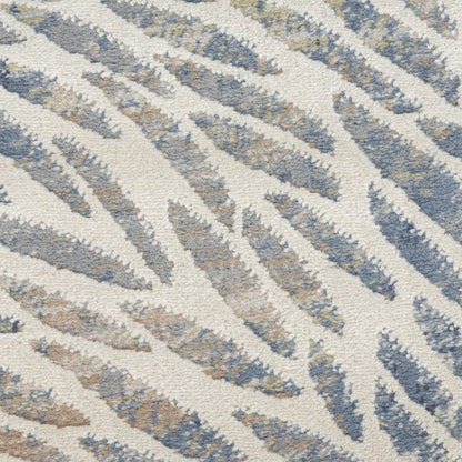 Close-up of a textured rug with geometric pattern