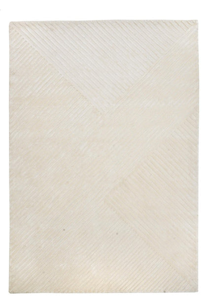 Beige rug with a subtle pattern on a plain background