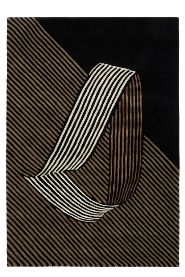 Emerald Gold handmade rug in black and gold