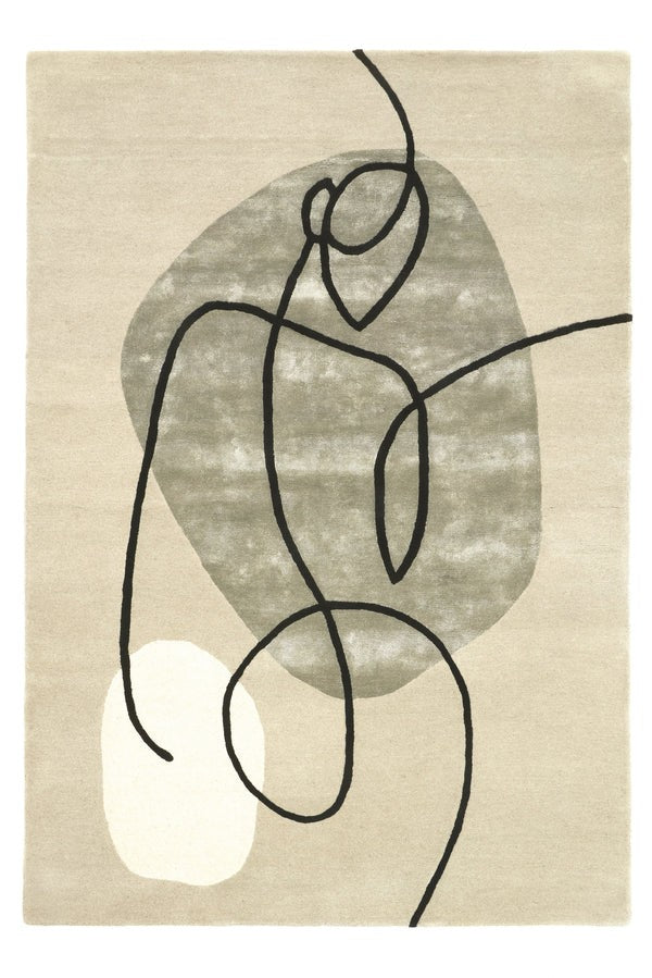 Abstract line art rug on a beige background