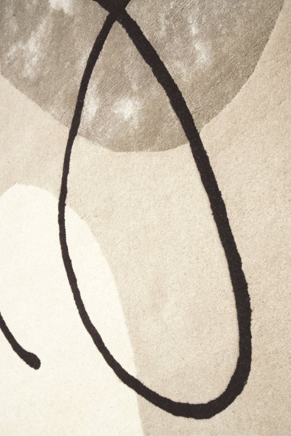 Abstract art with black line and beige shapes