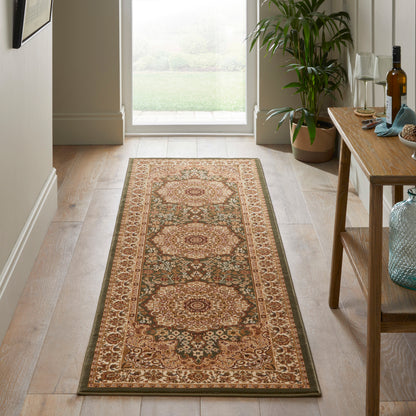 Luxury rug from Concept Looms featuring intricate floral patterns in rich earthy tones, perfect for hallway decor