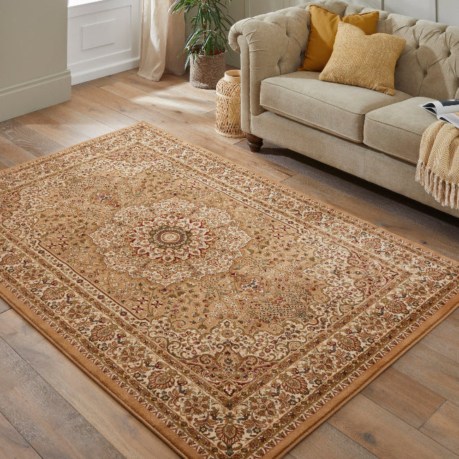 Luxury Concept Looms Rug with intricate floral design in warm tones for elegant home decor