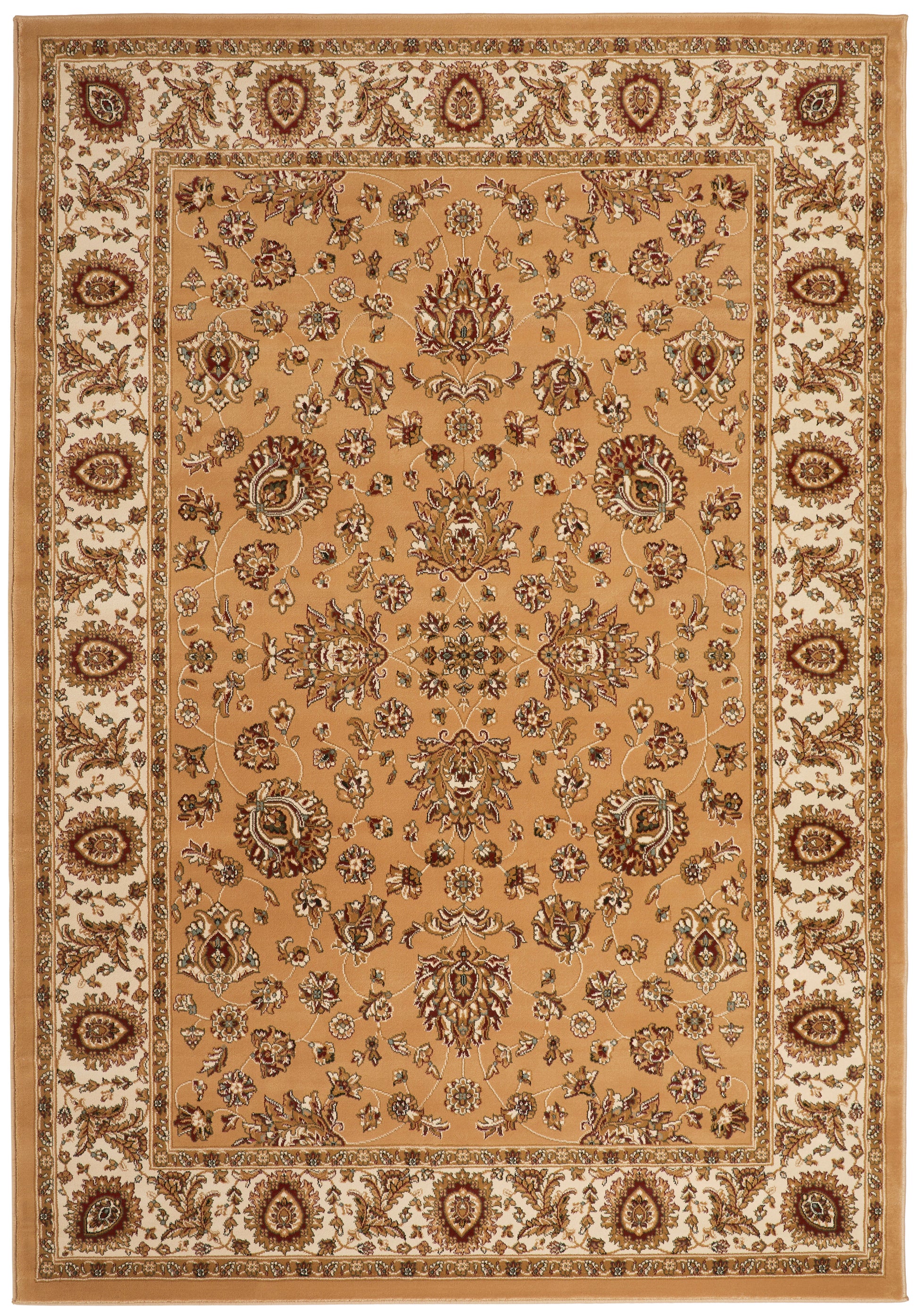 Luxury Concept Looms Rug with Elegant Floral Design in Rich Gold and Brown Tones