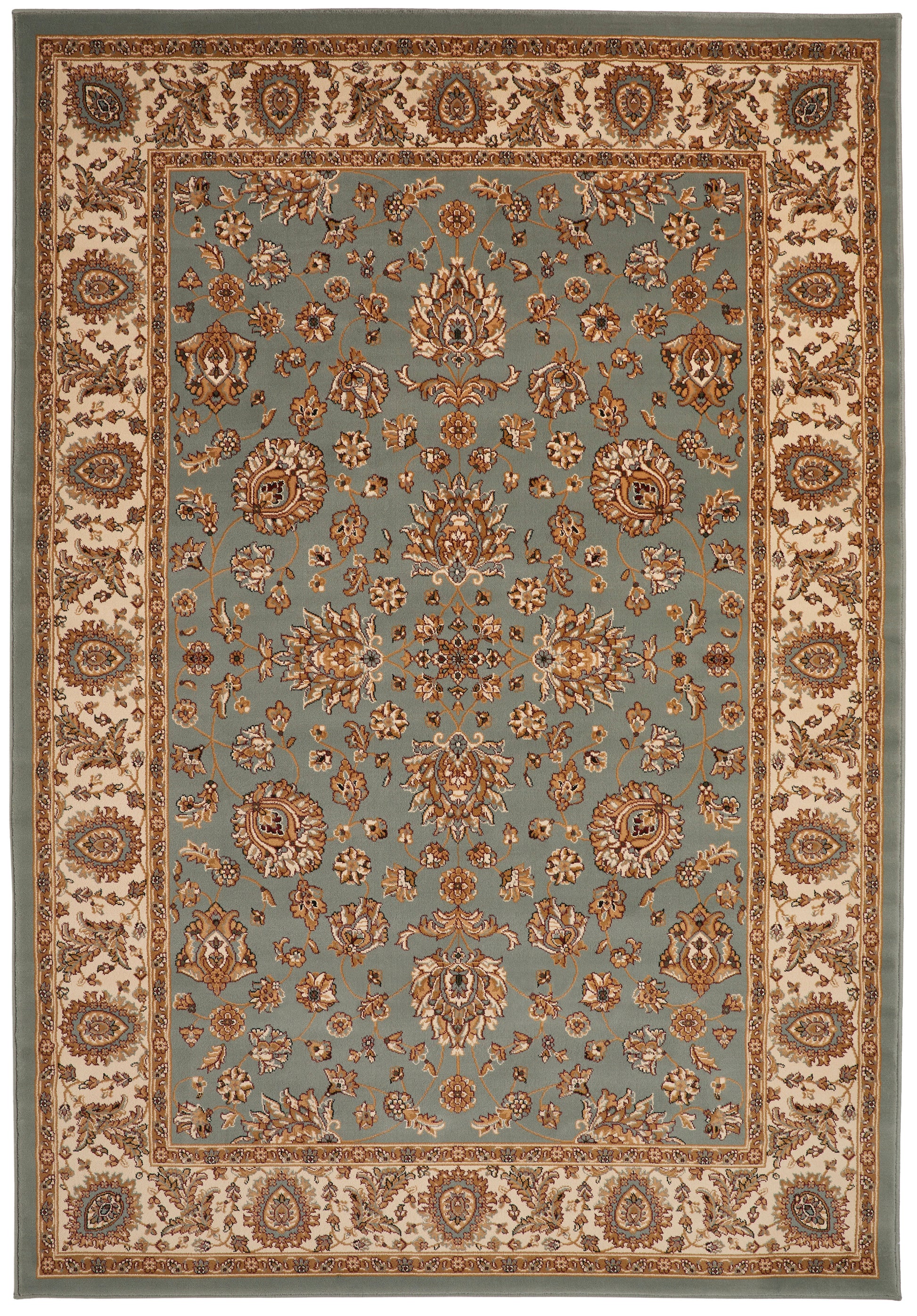 Concept Looms Luxury Rug in Blue and Gold Design with Intricate Floral Patterns