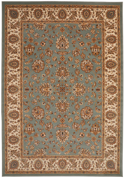 Concept Looms Luxury Rug in Blue and Gold Design with Intricate Floral Patterns