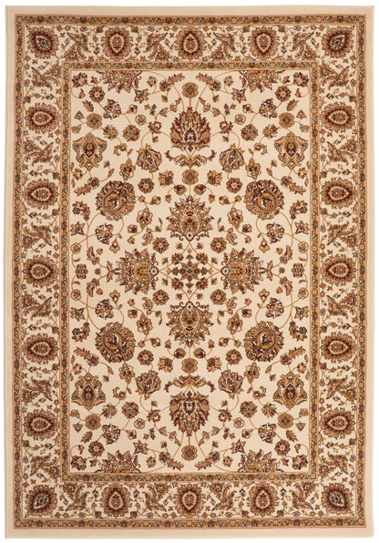 Luxury cream rug from Concept Looms featuring intricate floral patterns in rich browns and golds