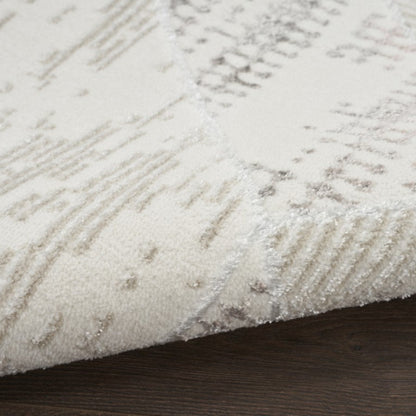 Close-up of a textured beige and brown area rug