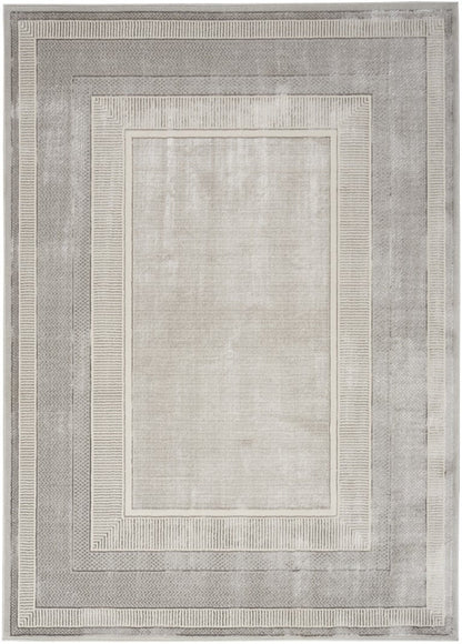Gray area rug with a subtle pattern